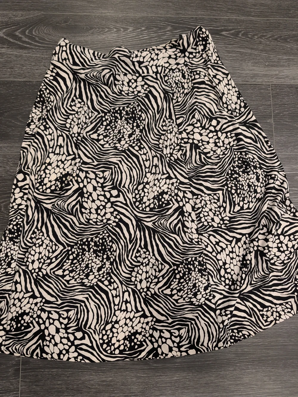 Black & White Abstract Print A-Line Skirt